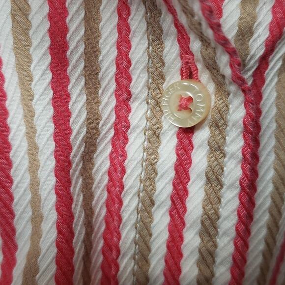 Tommy Hilfiger Women's Long Sleeve Blouse Size XL Melon, tan & white - Picture 7 of 10